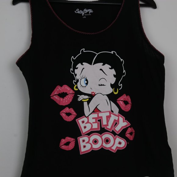 Betty Boop 2015 King Feature Syndicate Scalloped Hem Tank Top Black - Picture 2 of 6